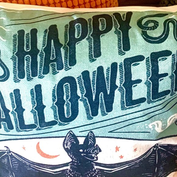 Vintage Retro Halloween Vampire Black Bat 18" Throw Pillow Cushion Cover Décor - Picture 3 of 5